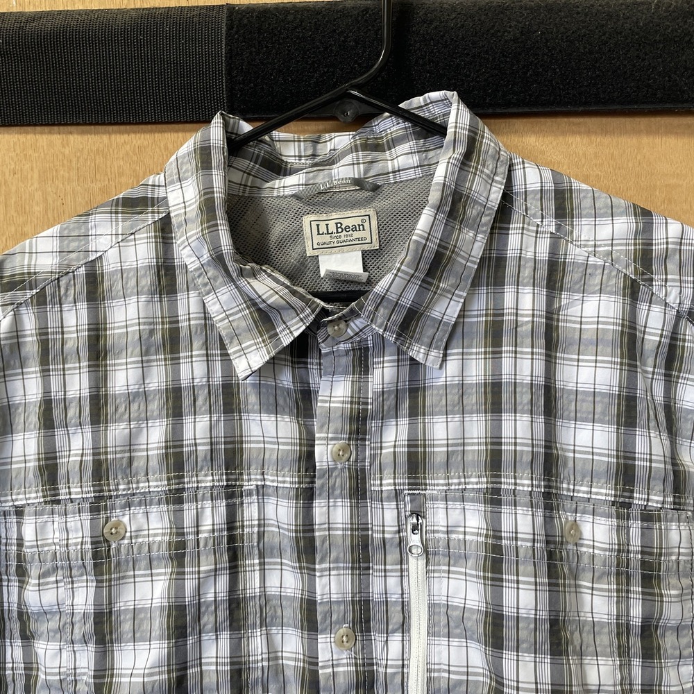 L.L. Bean Plaid Button-Down Short Sleeve Vented‎ Outdoor Shirt XXL
